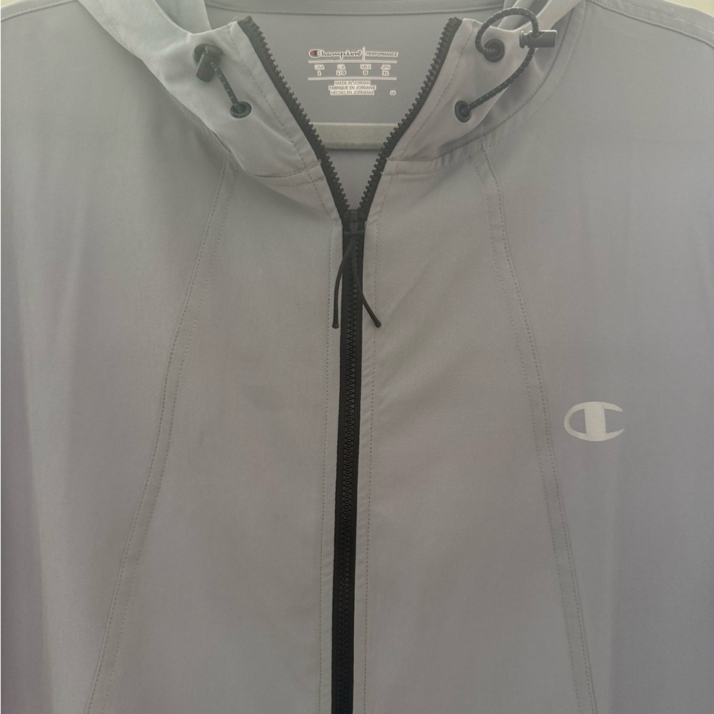 Champion Men Light Gray Men's Hooded Windbreaker Large